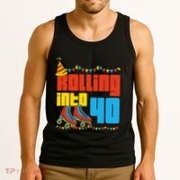 Rolling Into 40 Roller Skate 40th Birthday Party Supplies Tank Top thumb 3