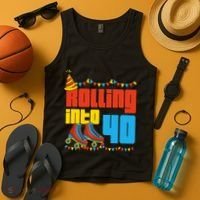 Rolling Into 40 Roller Skate 40th Birthday Party Supplies Tank Top thumb 4