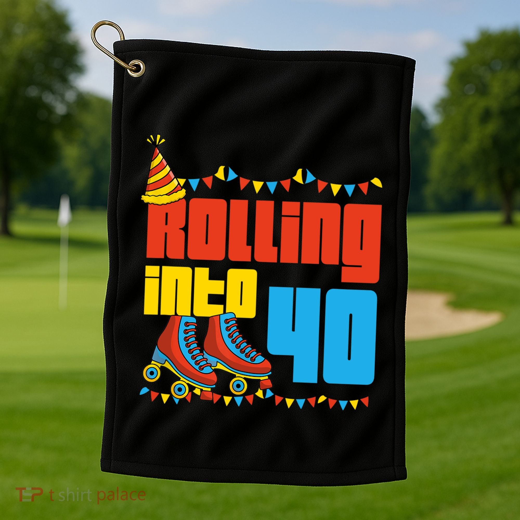 Rolling Into 40 Roller Skate 40th Birthday Party Supplies Golf Towel
