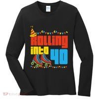 Rolling Into 40 Roller Skate 40th Birthday Party Supplies Women's Long Sleeve Shirt thumb 0