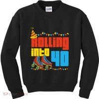 Rolling Into 40 Roller Skate 40th Birthday Party Supplies Kids Sweatshirt thumb 0