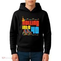 Rolling Into 40 Roller Skate 40th Birthday Party Supplies Kids Hoodie thumb 4