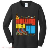 Rolling Into 40 Roller Skate 40th Birthday Party Supplies Kids Long Sleeve Shirt thumb 0