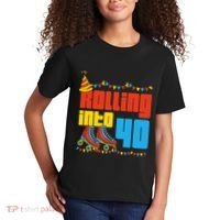 Rolling Into 40 Roller Skate 40th Birthday Party Supplies Kids T-Shirt thumb 2