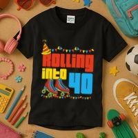 Rolling Into 40 Roller Skate 40th Birthday Party Supplies Kids T-Shirt thumb 3