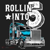 Rollin into 5 Big Rig Semi-Trailer Truck 5th Birthday Gift Women's Sweatshirt thumb 2
