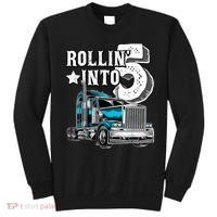 Rollin into 5 Big Rig Semi-Trailer Truck 5th Birthday Gift Sweatshirt thumb 0