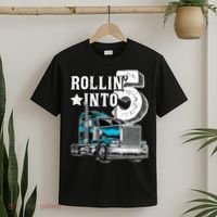 Rollin into 5 Big Rig Semi-Trailer Truck 5th Birthday Gift T-Shirt thumb 2