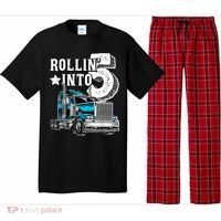 Rollin into 5 Big Rig Semi-Trailer Truck 5th Birthday Gift Pajama Set thumb 0