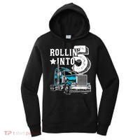 Rollin into 5 Big Rig Semi-Trailer Truck 5th Birthday Gift Women's Hoodie thumb 0