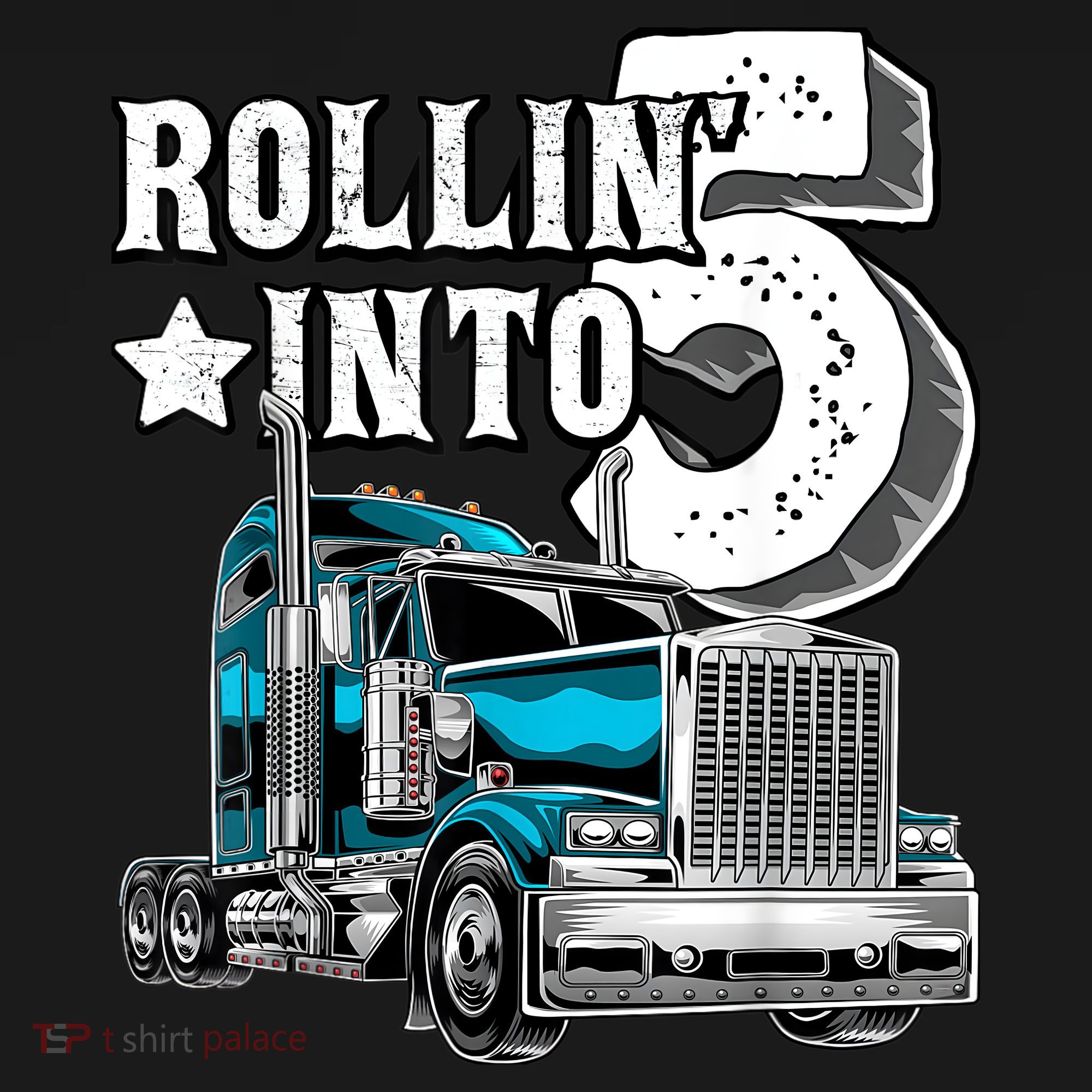 Rollin into 5 Big Rig Semi-Trailer Truck 5th Birthday Gift Women's Hoodie