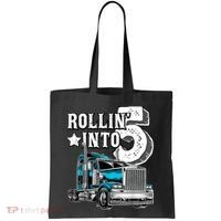 Rollin into 5 Big Rig Semi-Trailer Truck 5th Birthday Gift Tote Bag thumb 0