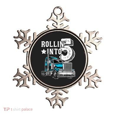 Rollin into 5 Big Rig Semi-Trailer Truck 5th Birthday Gift Ornament