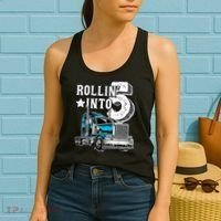Rollin into 5 Big Rig Semi-Trailer Truck 5th Birthday Gift Women's Tank Top thumb 2