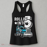 Rollin into 5 Big Rig Semi-Trailer Truck 5th Birthday Gift Women's Tank Top thumb 3