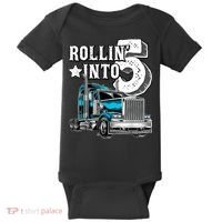 Rollin into 5 Big Rig Semi-Trailer Truck 5th Birthday Gift Baby Bodysuit thumb 0