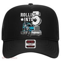 Rollin into 5 Big Rig Semi-Trailer Truck 5th Birthday Gift Hat thumb 0