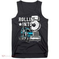 Rollin into 5 Big Rig Semi-Trailer Truck 5th Birthday Gift Tank Top thumb 0