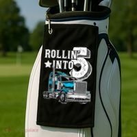 Rollin into 5 Big Rig Semi-Trailer Truck 5th Birthday Gift Golf Towel thumb 2