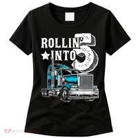 Rollin into 5 Big Rig Semi-Trailer Truck 5th Birthday Gift Women's T-Shirt thumb 0