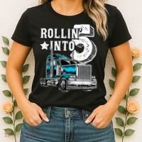 Rollin into 5 Big Rig Semi-Trailer Truck 5th Birthday Gift Women's T-Shirt thumb 2