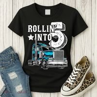 Rollin into 5 Big Rig Semi-Trailer Truck 5th Birthday Gift Women's T-Shirt thumb 3