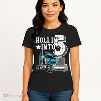 Rollin into 5 Big Rig Semi-Trailer Truck 5th Birthday Gift Women's T-Shirt thumb 4
