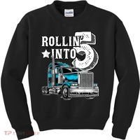 Rollin into 5 Big Rig Semi-Trailer Truck 5th Birthday Gift Kids Sweatshirt thumb 0