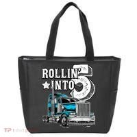 Rollin into 5 Big Rig Semi-Trailer Truck 5th Birthday Gift Tote Bag thumb 0