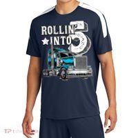 Rollin into 5 Big Rig Semi-Trailer Truck 5th Birthday Gift Sport-Tek Competitor United Soccer Jersey thumb 0