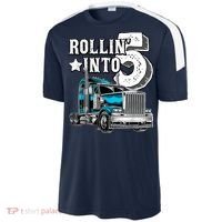 Rollin into 5 Big Rig Semi-Trailer Truck 5th Birthday Gift Sport-Tek Competitor United Soccer Jersey thumb 2
