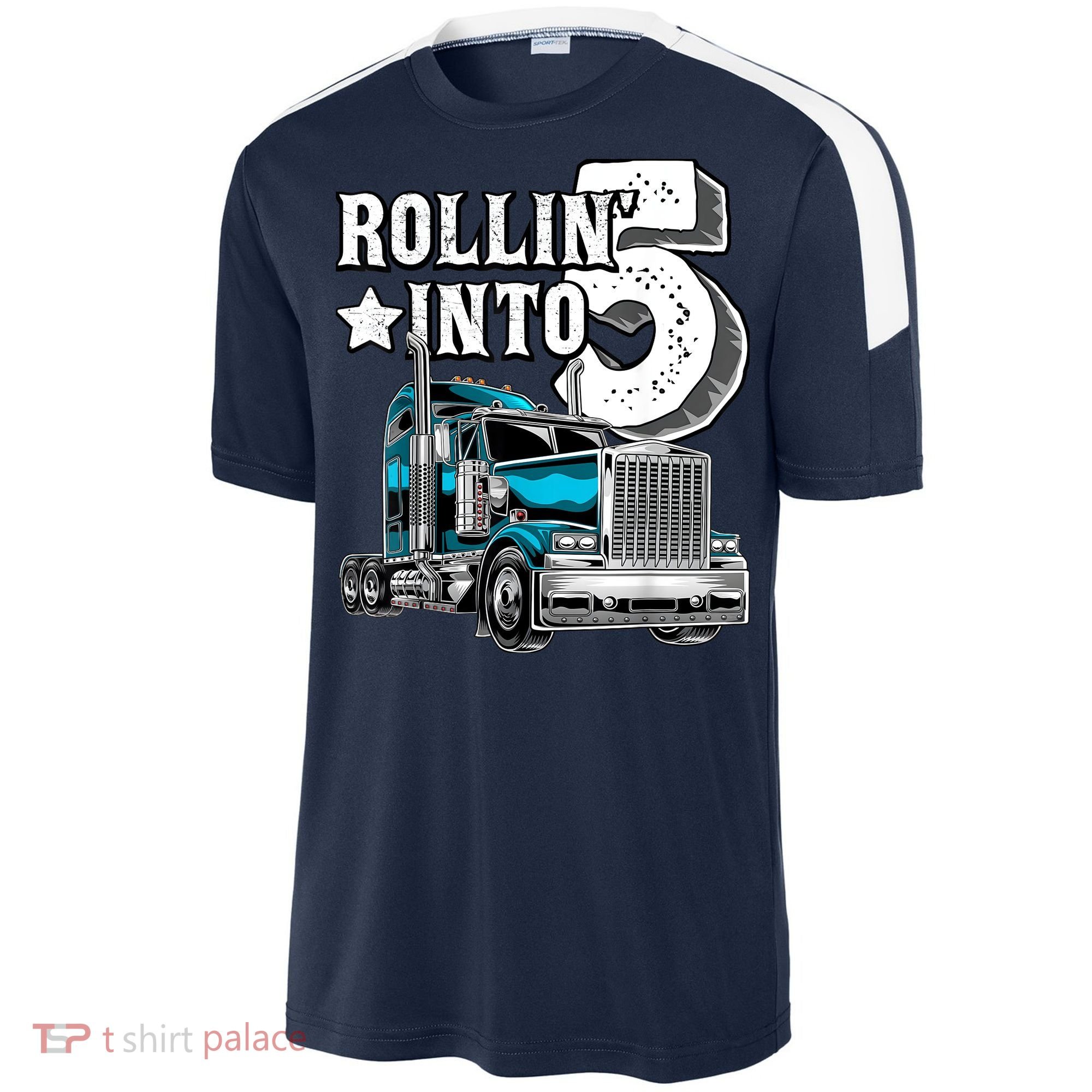 Rollin into 5 Big Rig Semi-Trailer Truck 5th Birthday Gift Sport-Tek Competitor United Soccer Jersey