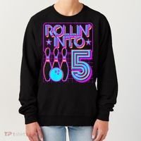 Rollin Into 5 Bowling Bowler 5th Birthday Party Women's Sweatshirt thumb 0