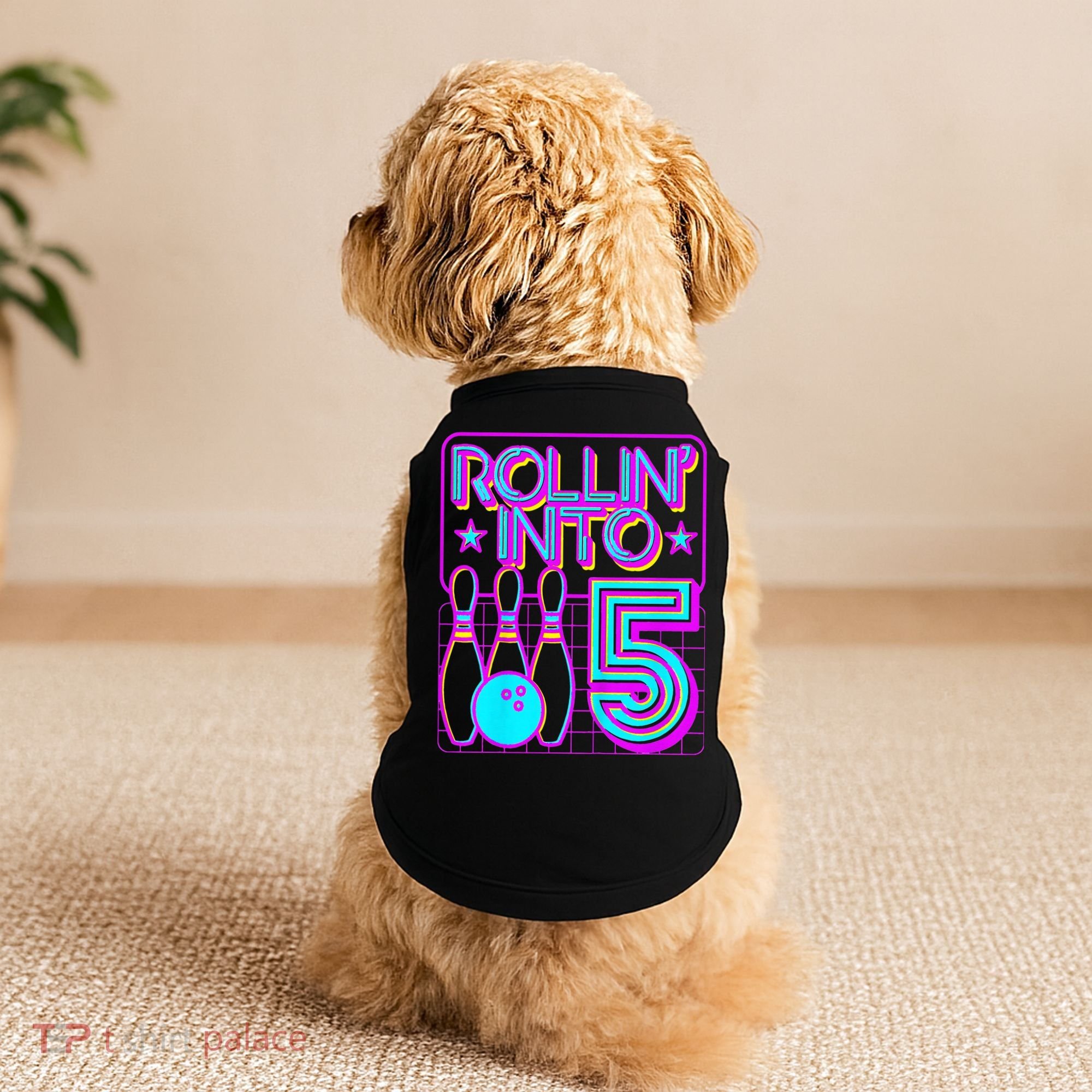 Rollin Into 5 Bowling Bowler 5th Birthday Party Doggie Tank