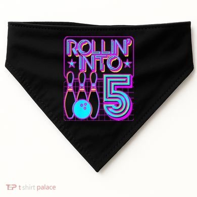 Rollin Into 5 Bowling Bowler 5th Birthday Party USA-Made Doggie Bandana