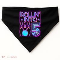 Rollin Into 5 Bowling Bowler 5th Birthday Party USA-Made Doggie Bandana thumb 0