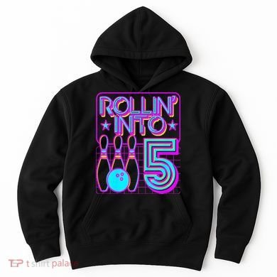 Rollin Into 5 Bowling Bowler 5th Birthday Party Hoodie