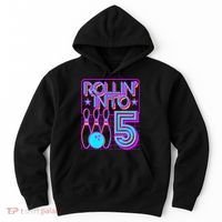 Rollin Into 5 Bowling Bowler 5th Birthday Party Hoodie thumb 0