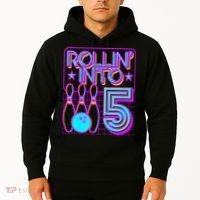 Rollin Into 5 Bowling Bowler 5th Birthday Party Hoodie thumb 2