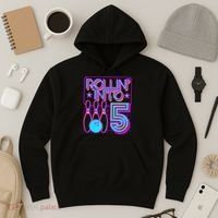 Rollin Into 5 Bowling Bowler 5th Birthday Party Hoodie thumb 3