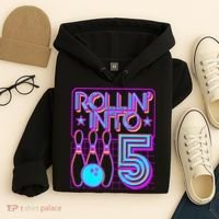 Rollin Into 5 Bowling Bowler 5th Birthday Party Hoodie thumb 4