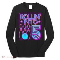 Rollin Into 5 Bowling Bowler 5th Birthday Party Long Sleeve Shirt thumb 0