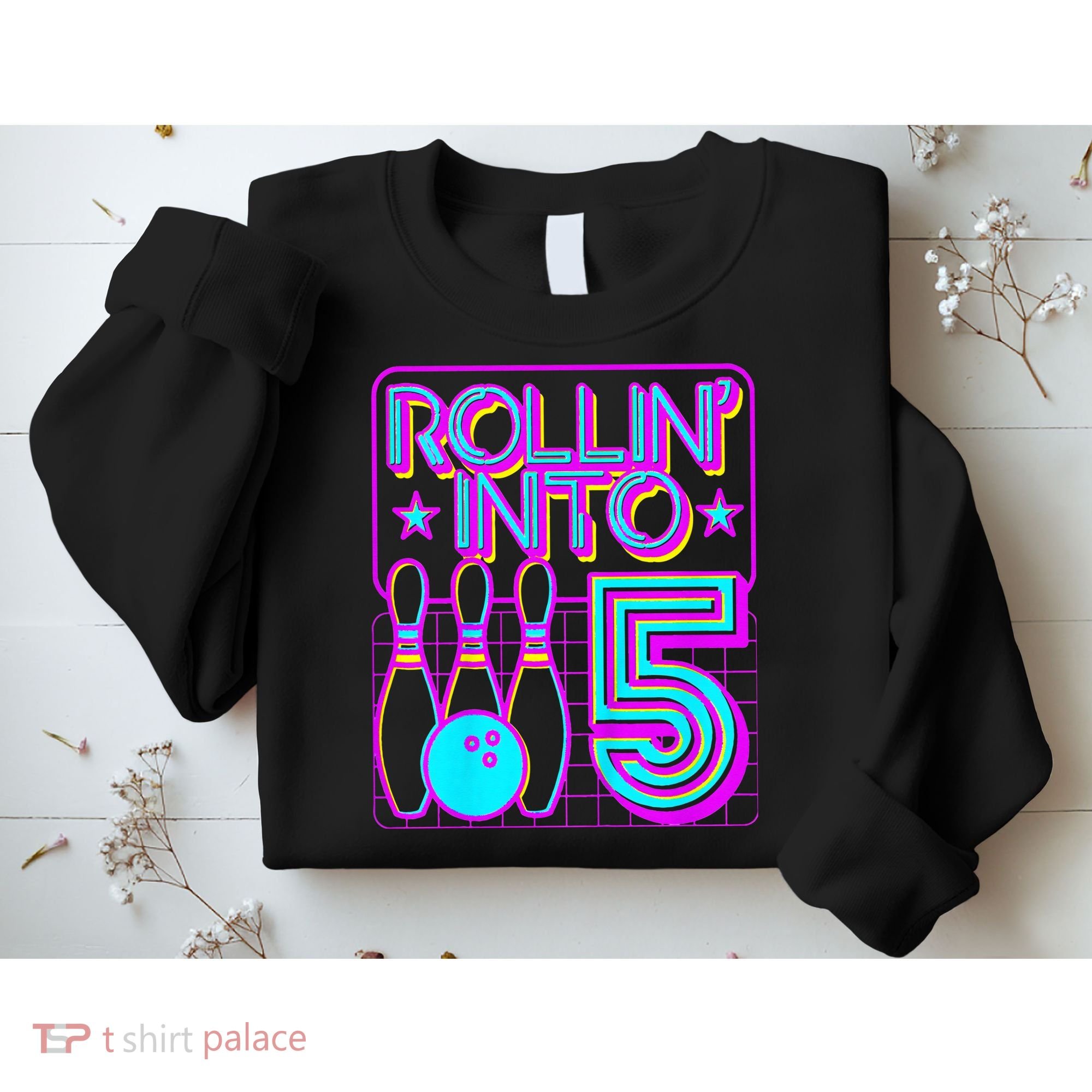 Rollin Into 5 Bowling Bowler 5th Birthday Party Sweatshirt