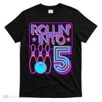 Rollin Into 5 Bowling Bowler 5th Birthday Party T-Shirt thumb 0