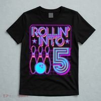 Rollin Into 5 Bowling Bowler 5th Birthday Party T-Shirt thumb 5