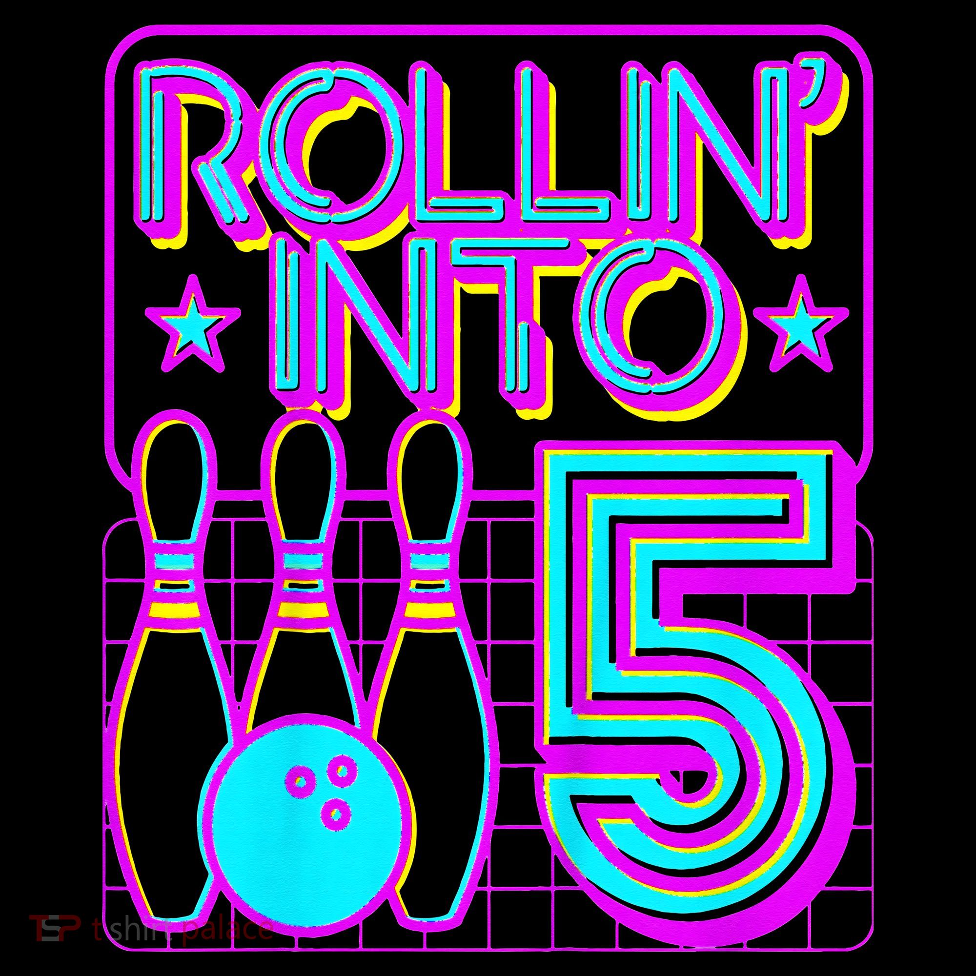 Rollin Into 5 Bowling Bowler 5th Birthday Party Women's Hoodie