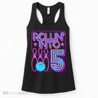 Rollin Into 5 Bowling Bowler 5th Birthday Party Women's Tank Top thumb 0