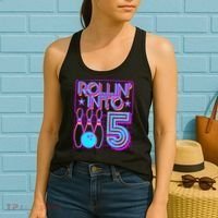 Rollin Into 5 Bowling Bowler 5th Birthday Party Women's Tank Top thumb 2