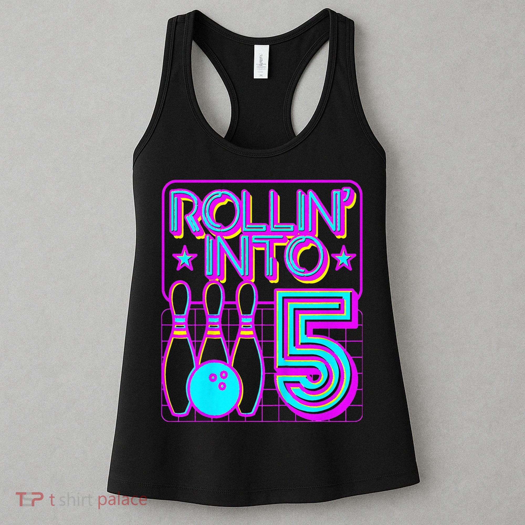 Rollin Into 5 Bowling Bowler 5th Birthday Party Women's Tank Top