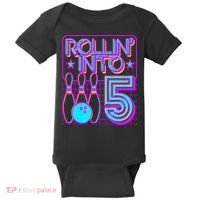 Rollin Into 5 Bowling Bowler 5th Birthday Party Baby Bodysuit thumb 0